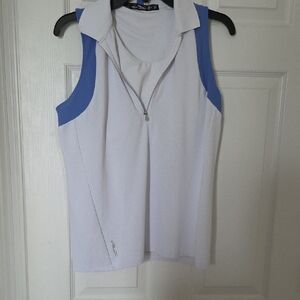 Ralph Lauren White and Blue Zip-Up Tank Top